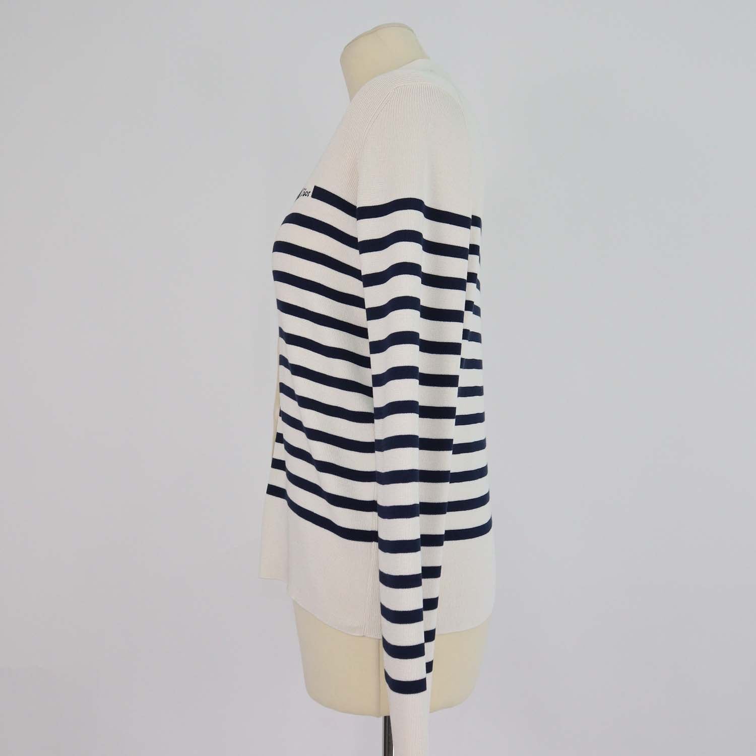 Christian Dior Cream, Navy Blue Silk and Cotton Knit Dioriviera Mariniere Cardigan