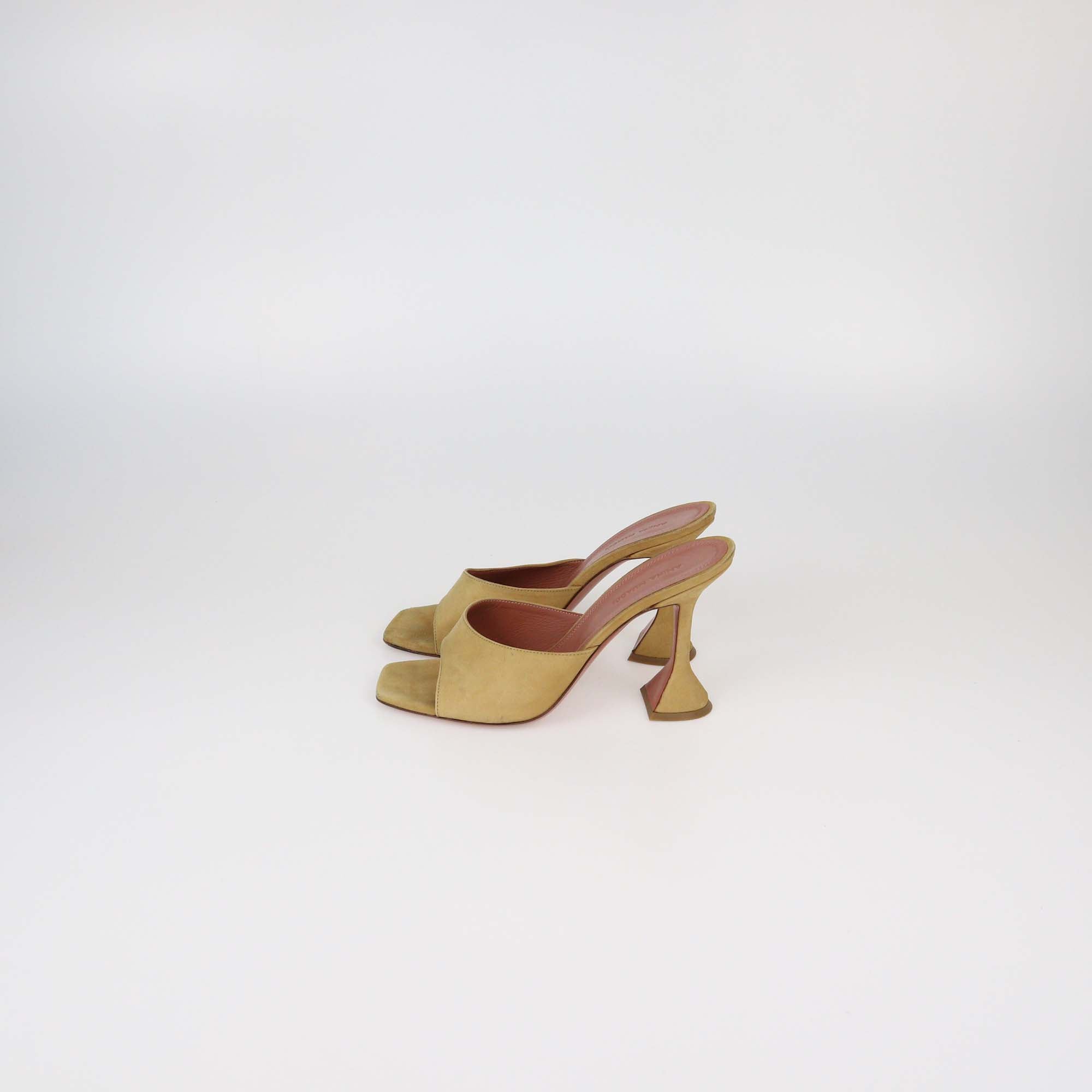 Amina Muaddi Tan Suede Lupita Slide Sandals
