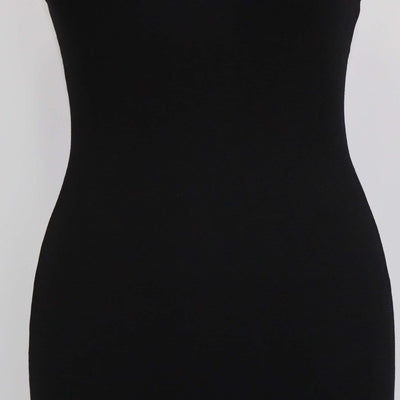 Sandro Black Blend Viscose Knitted Bodycon Fringed Sleeveless Dress