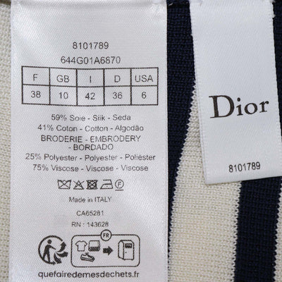 Christian Dior Cream, Navy Blue Silk and Cotton Knit Dioriviera Mariniere Cardigan
