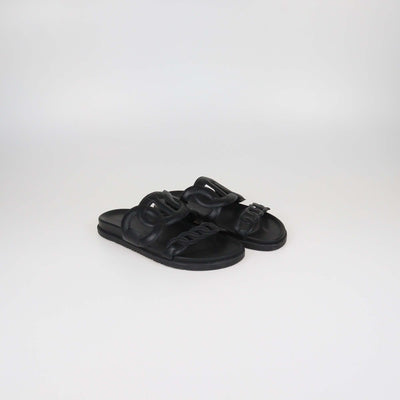 Hermes Black Leather Extra Sandals