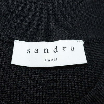 Sandro Black Blend Viscose Knitted Bodycon Fringed Sleeveless Dress