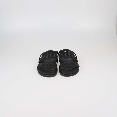 Hermes Black Leather Extra Sandals