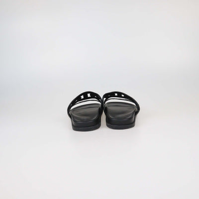 Hermes Black Leather Extra Sandals