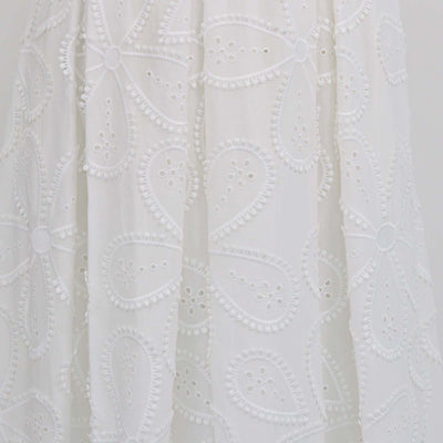 Elie Saab Off White Cotton Blend Embroidered Maxi Skirt