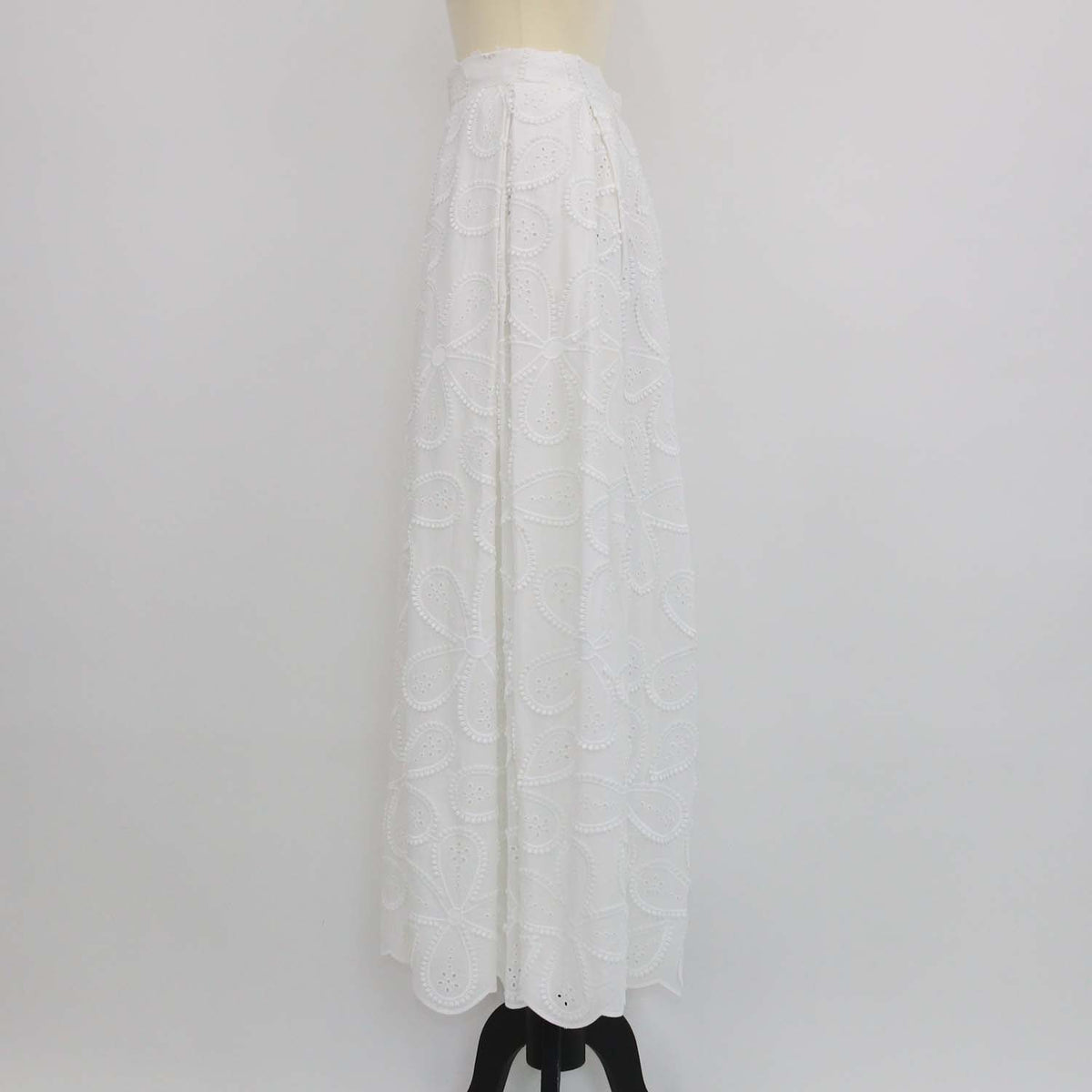 Elie Saab Off White Cotton Blend Embroidered Maxi Skirt