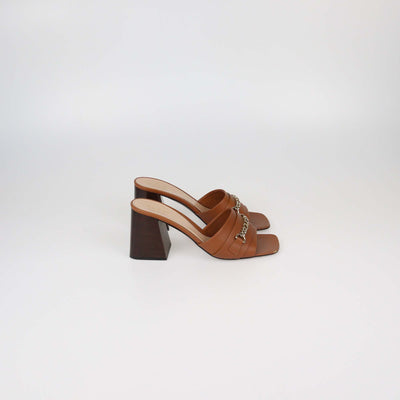 Gucci Brown Leather Signoria Slide Sandals