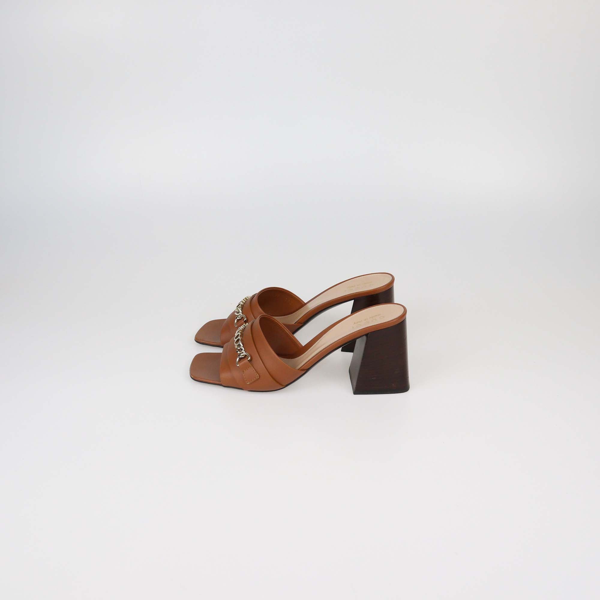Gucci Brown Leather Signoria Slide Sandals