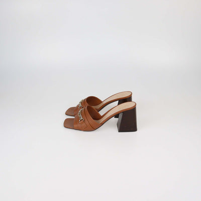 Gucci Brown Leather Signoria Slide Sandals