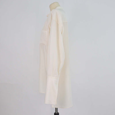 Loewe Cream Silk Anagram Pocket Long Sleeve Oversized Blouse