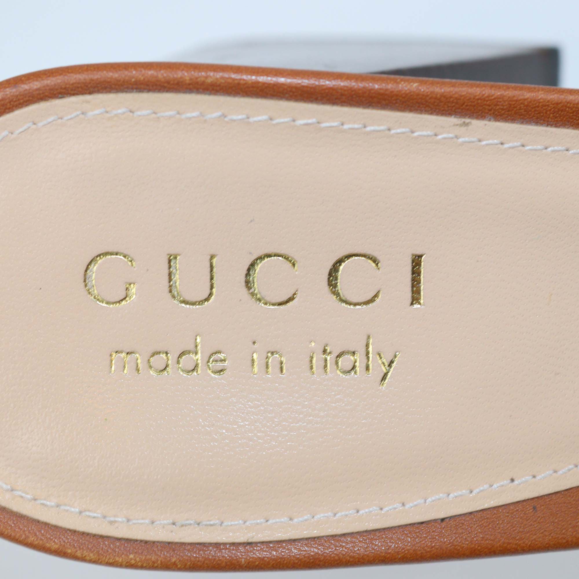 Gucci Brown Leather Signoria Slide Sandals