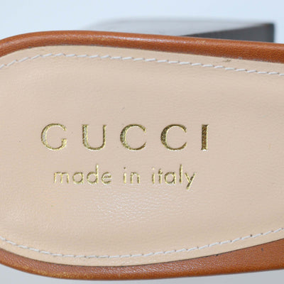 Gucci Brown Leather Signoria Slide Sandals