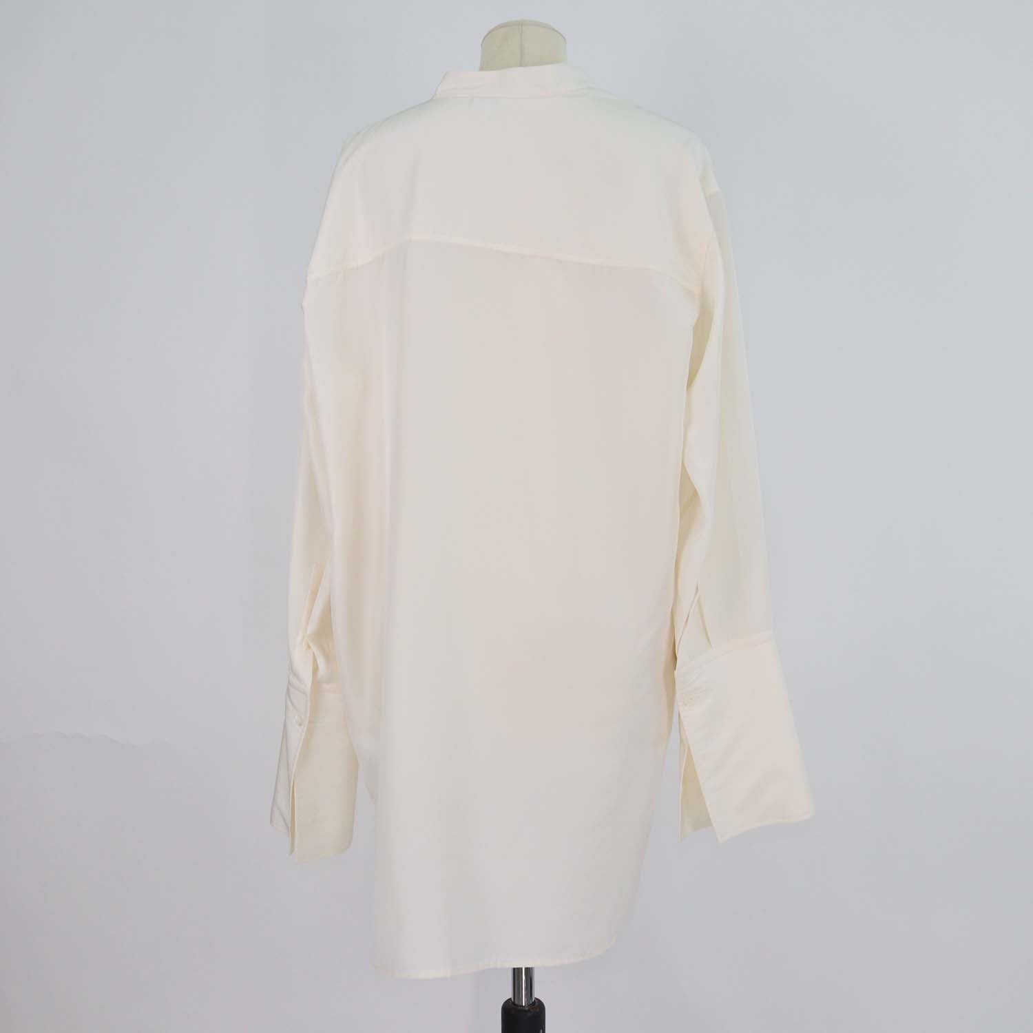 Loewe Cream Silk Anagram Pocket Long Sleeve Oversized Blouse