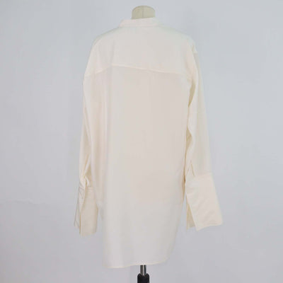 Loewe Cream Silk Anagram Pocket Long Sleeve Oversized Blouse