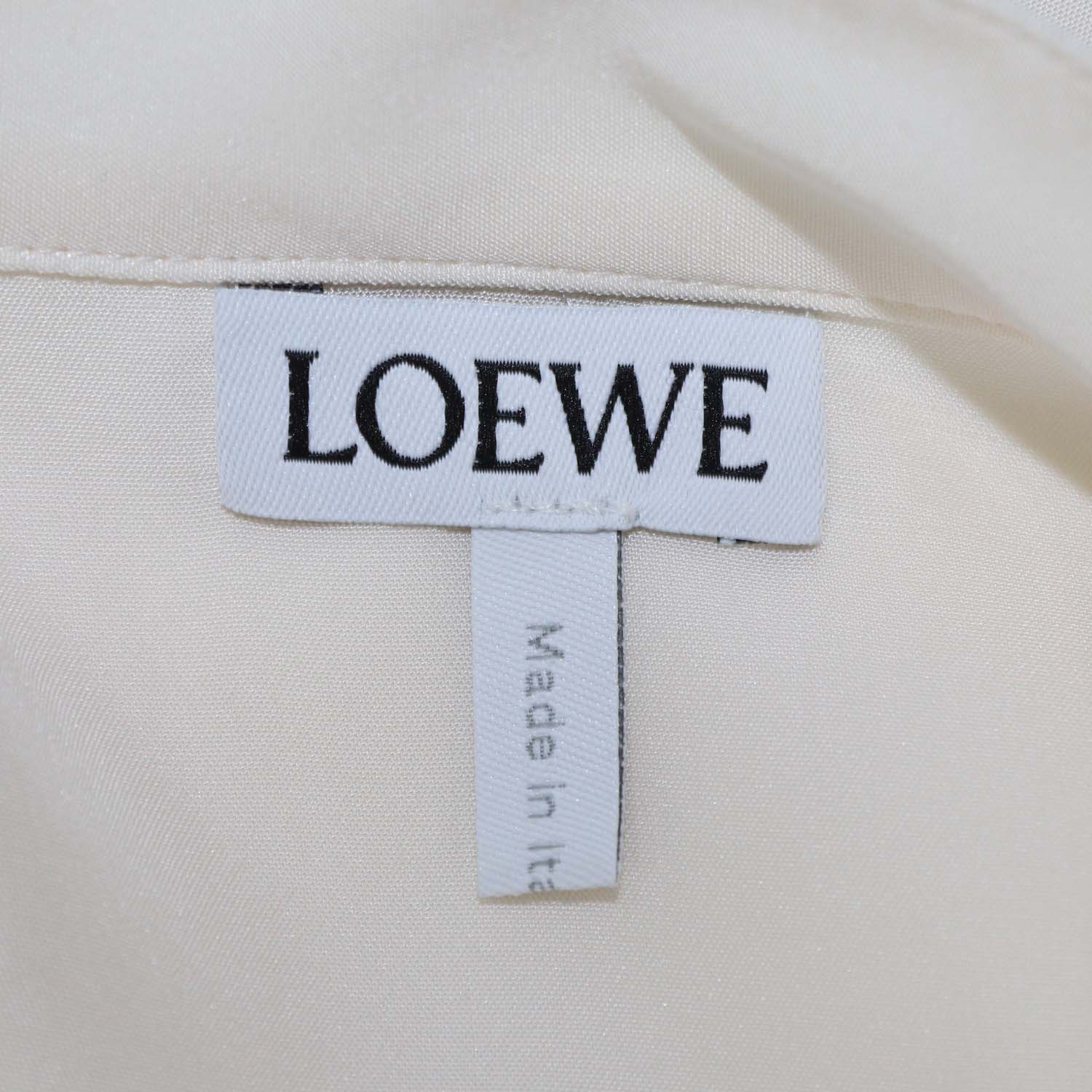 Loewe Cream Silk Anagram Pocket Long Sleeve Oversized Blouse