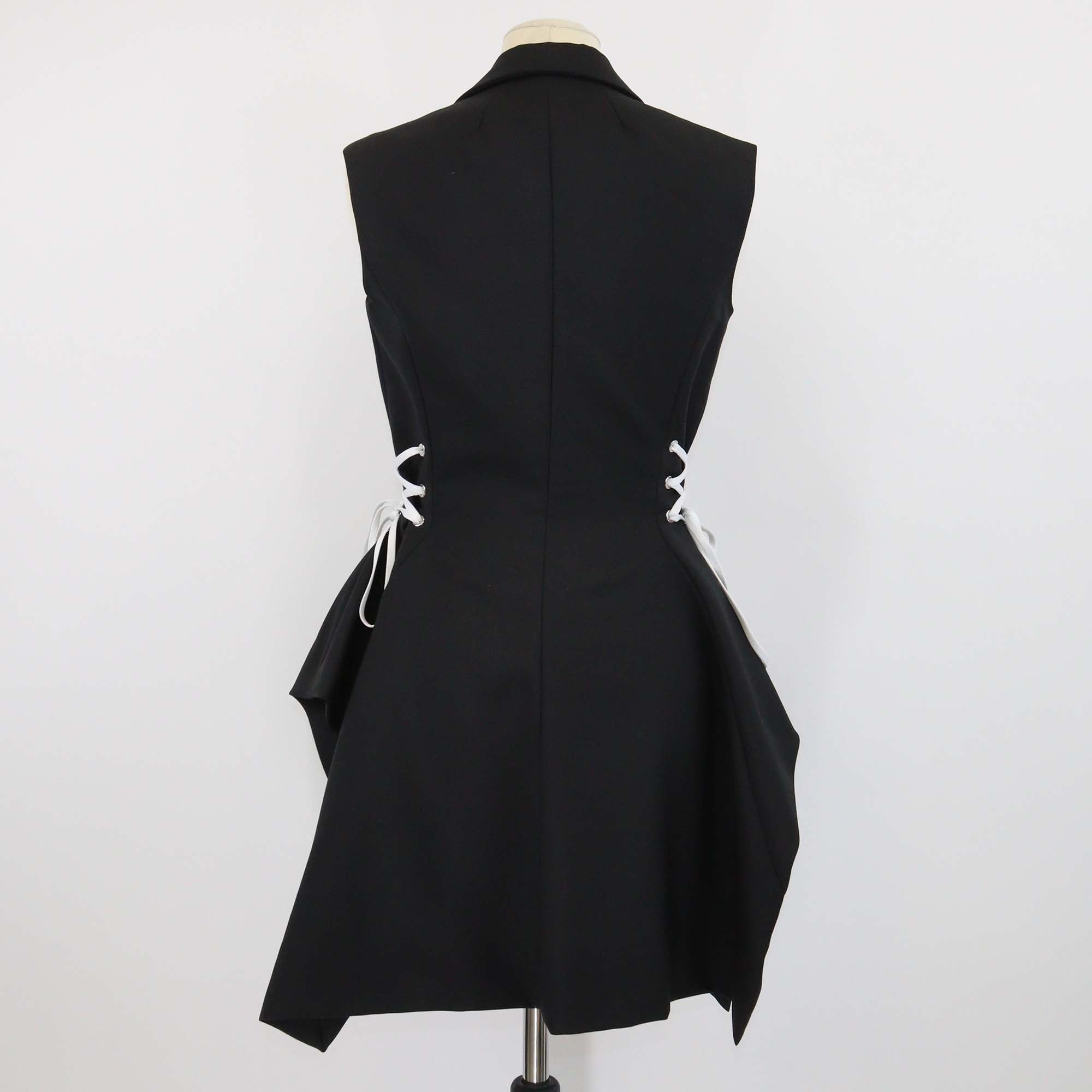 Christian Dior Black Mohair Lace Side Detailed Button Closure Vest Jacket