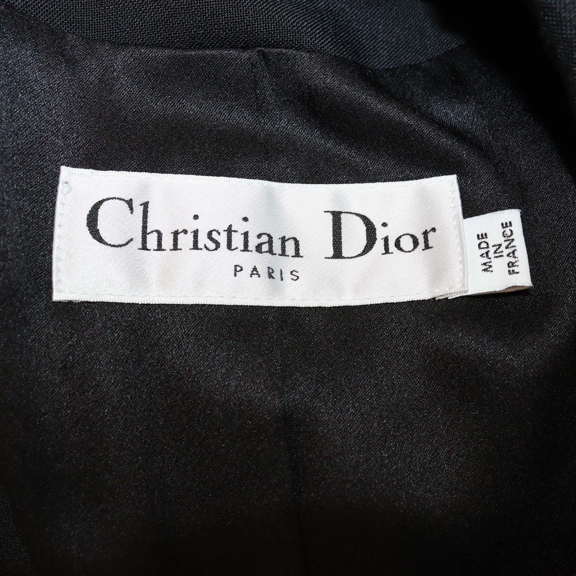 Christian Dior Black Mohair Lace Side Detailed Button Closure Vest Jacket