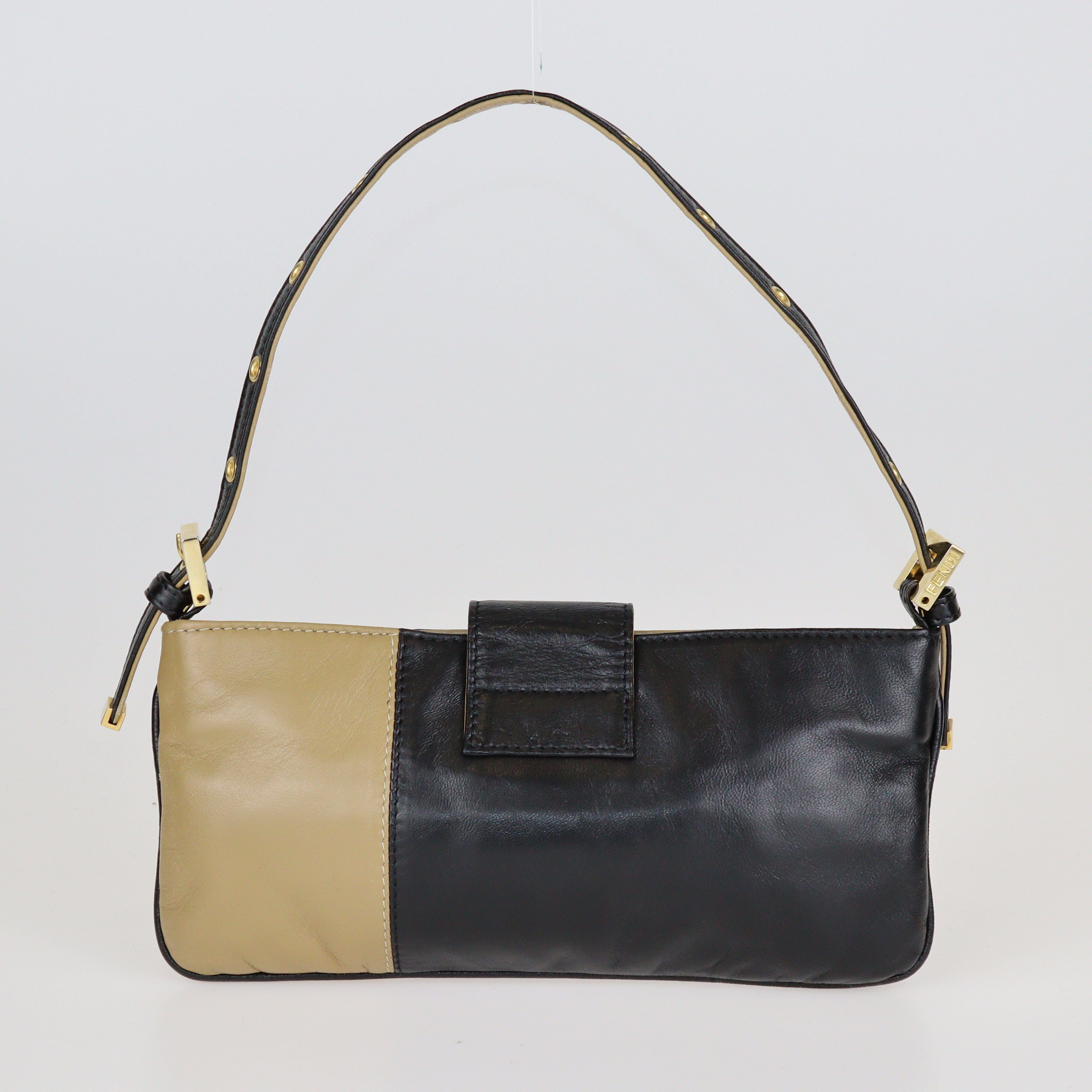 Black/Beige FF Flap Baguette Bag Bags Fendi 