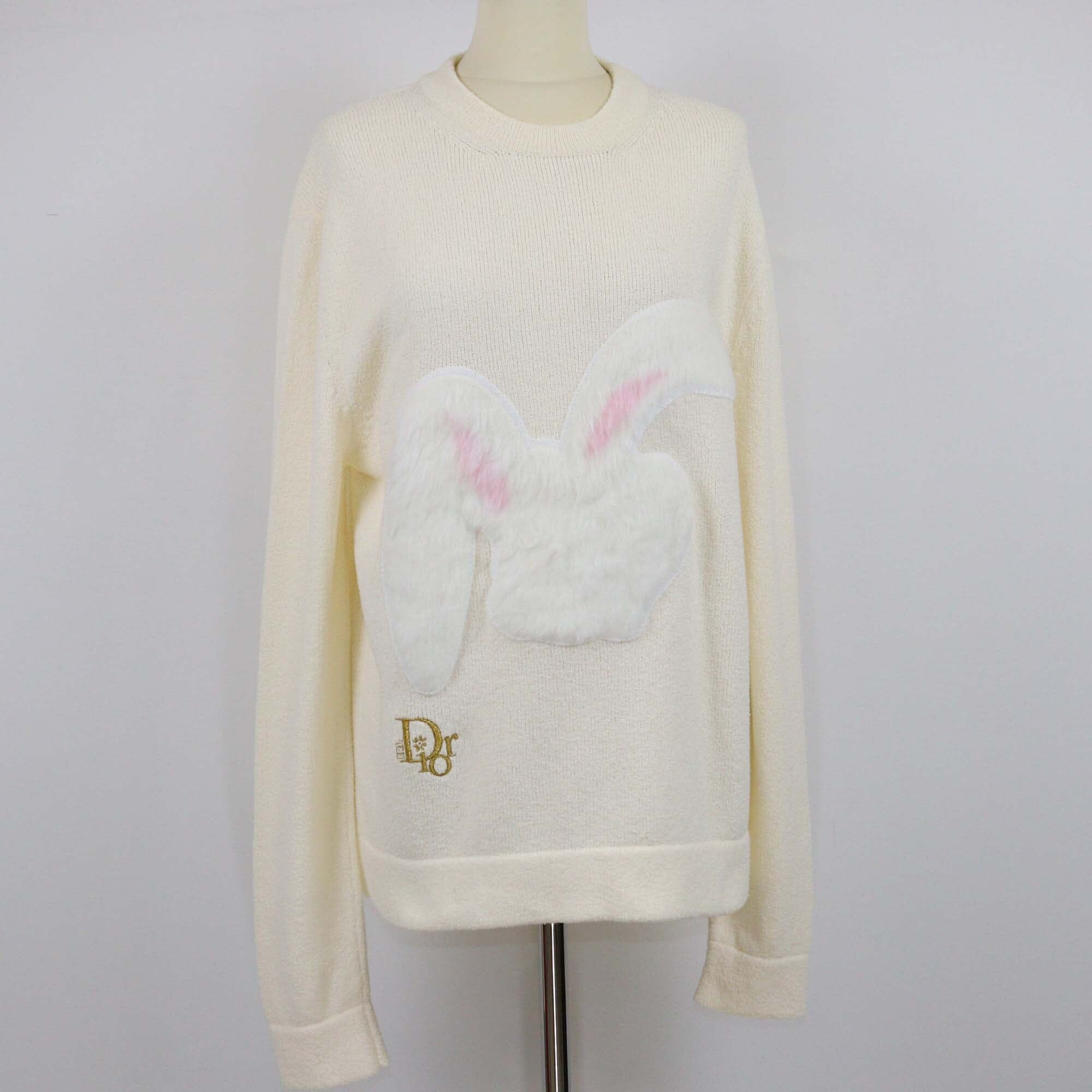 Christian Dior x ERL Cream Rabbit Patch Sweatshirt Womens Christian Dior x Erl 