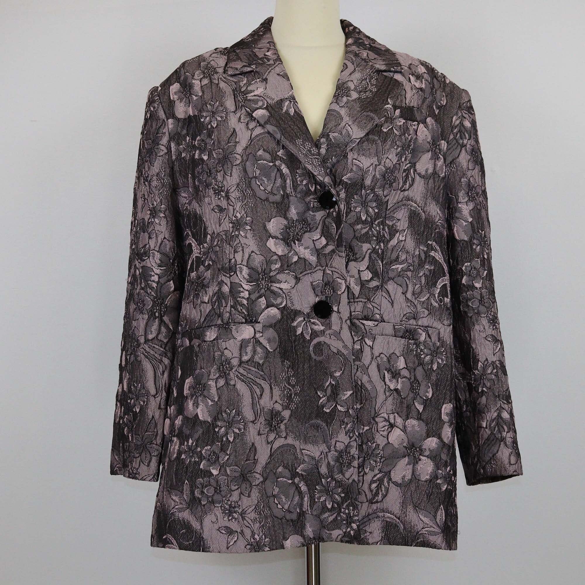 Ganni Black Lotus Jacquard Rippled Oversized Blazer Womens Ganni 