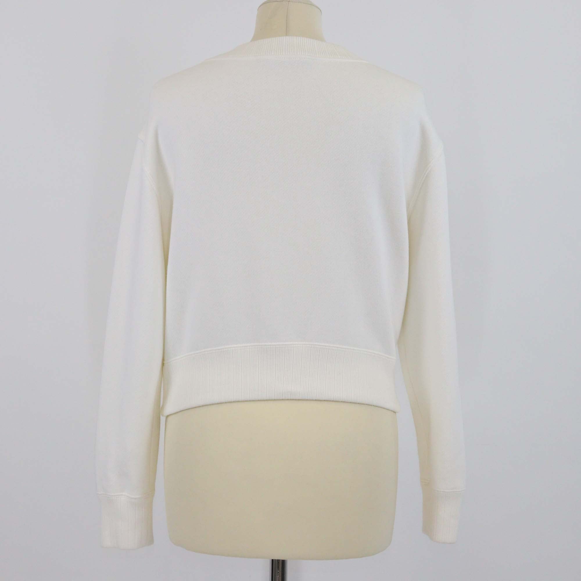 Gucci Ivory Cotton Logo Embroidered Double Pocket Detailed Long Sleeve Crop Sweatshirt