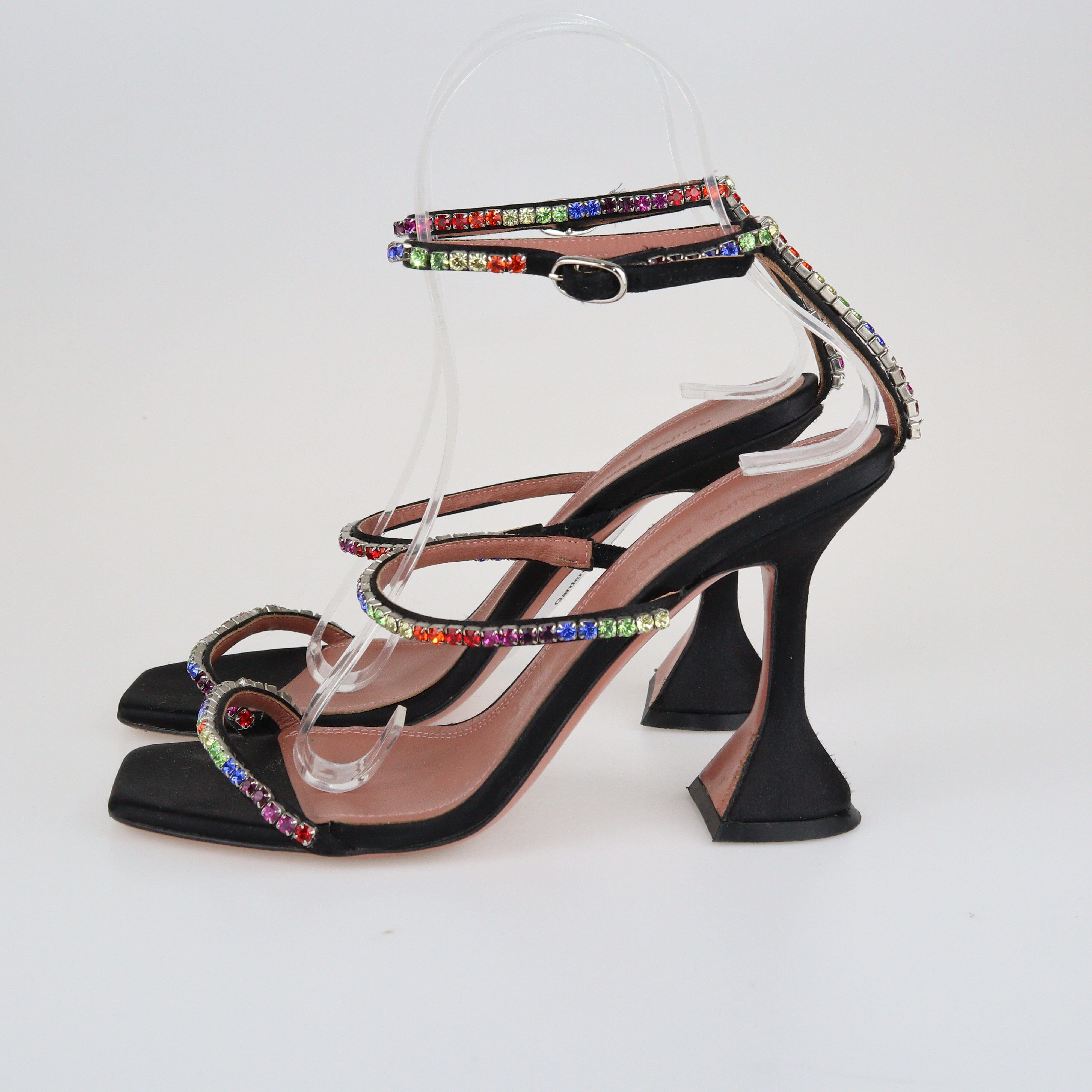 Black/Beige Gilda Ankle Strap Sandals Shoes Amina Mauddi 
