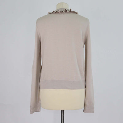 Hermes Grey, Pink Palefroi Remix Ruffled Neck Zip Up Cardigan