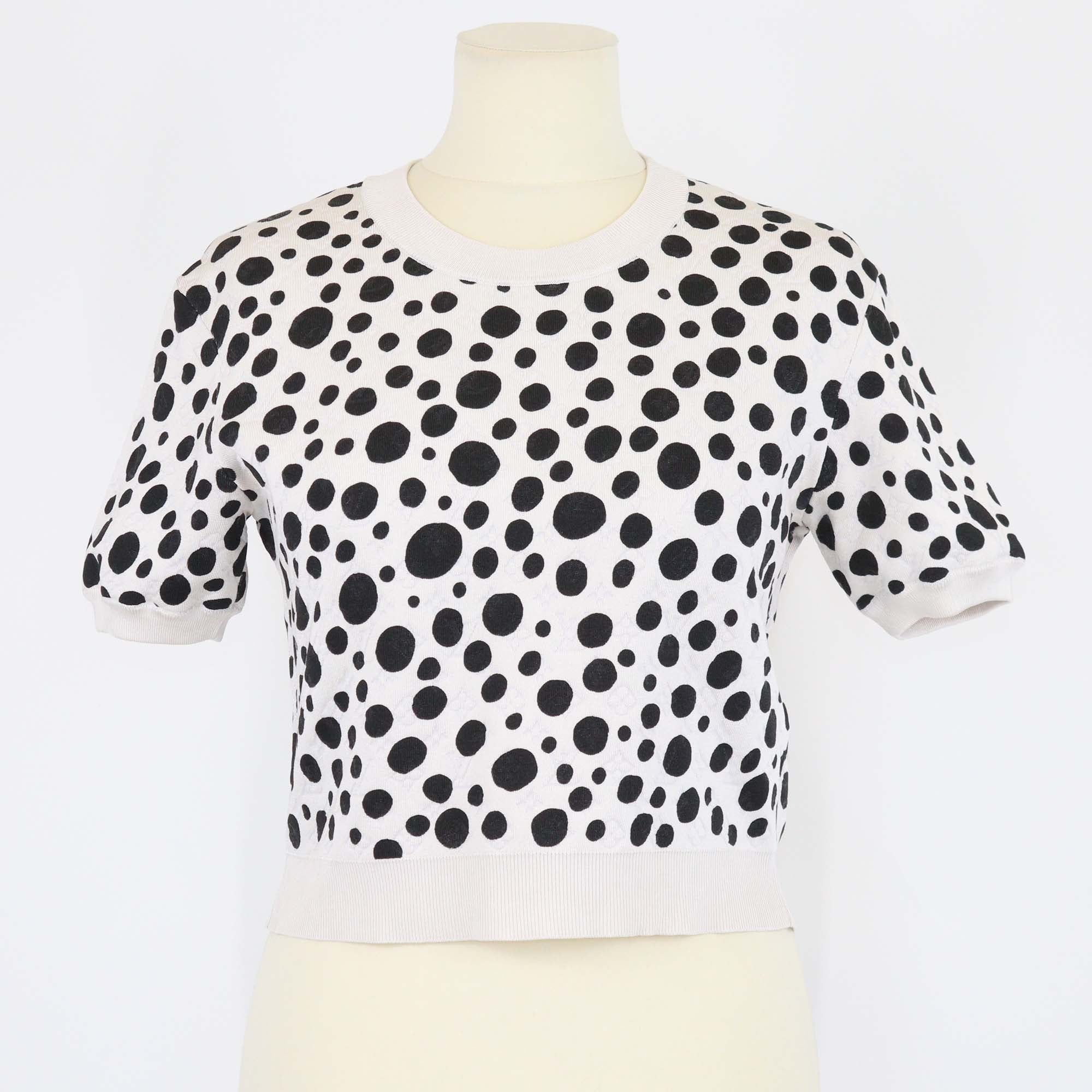 Louis Vuitton x Yayoi Kusama White/Black Blend Silk Polka Dot Top