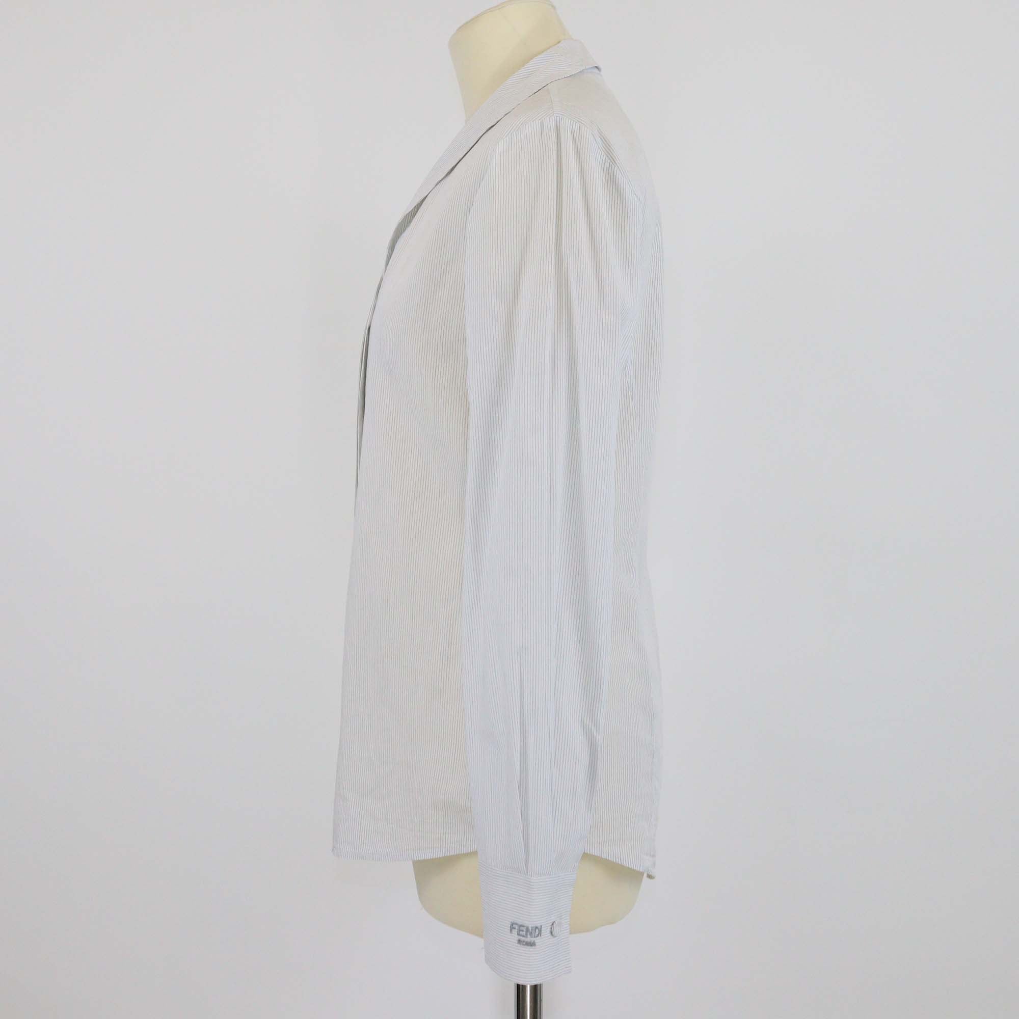Fendi White/Black Pinstripe Long Sleeve Button Front Shirt