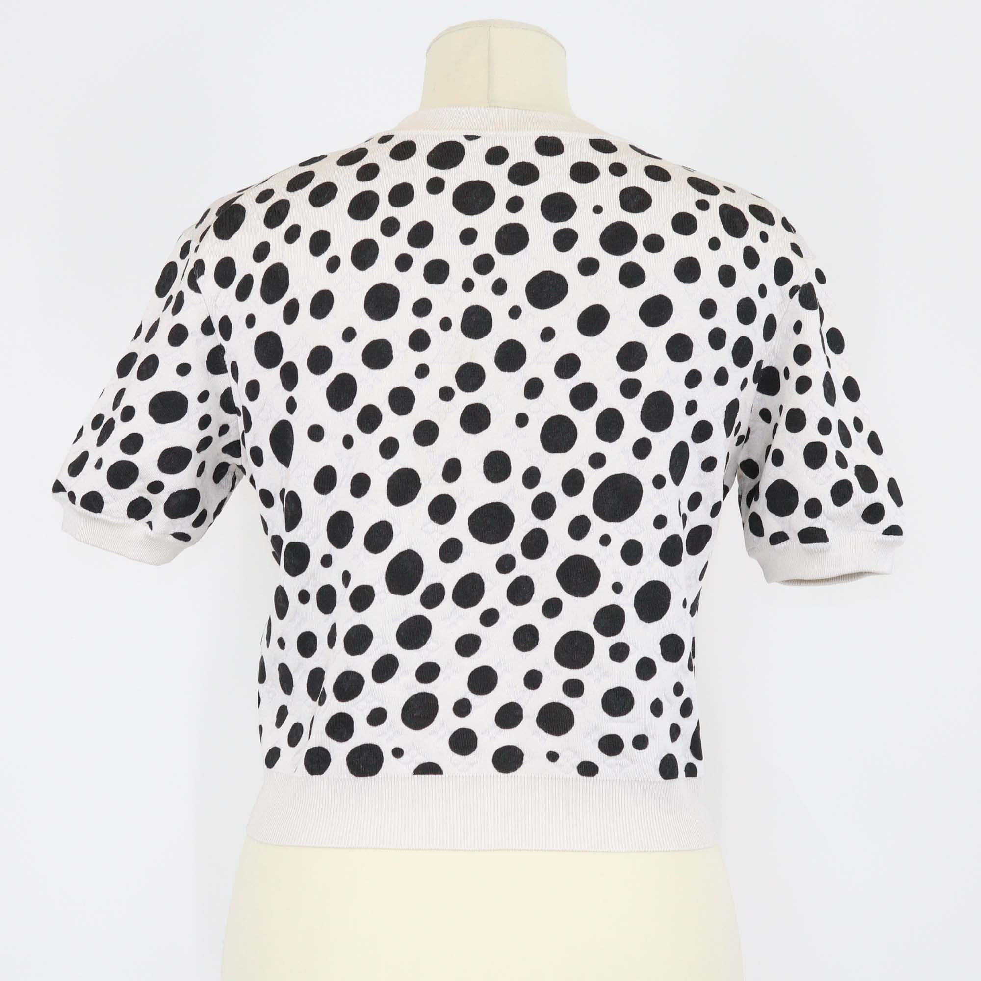 Louis Vuitton x Yayoi Kusama White/Black Blend Silk Polka Dot Top
