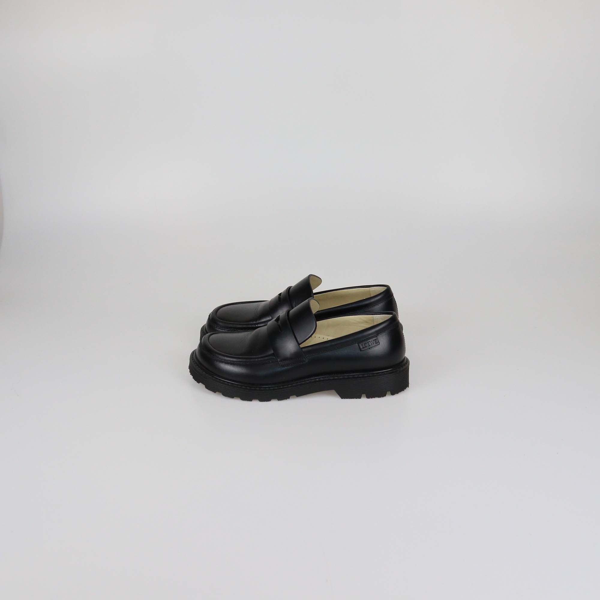 Loewe Black Leather Blaze Penny Loafers