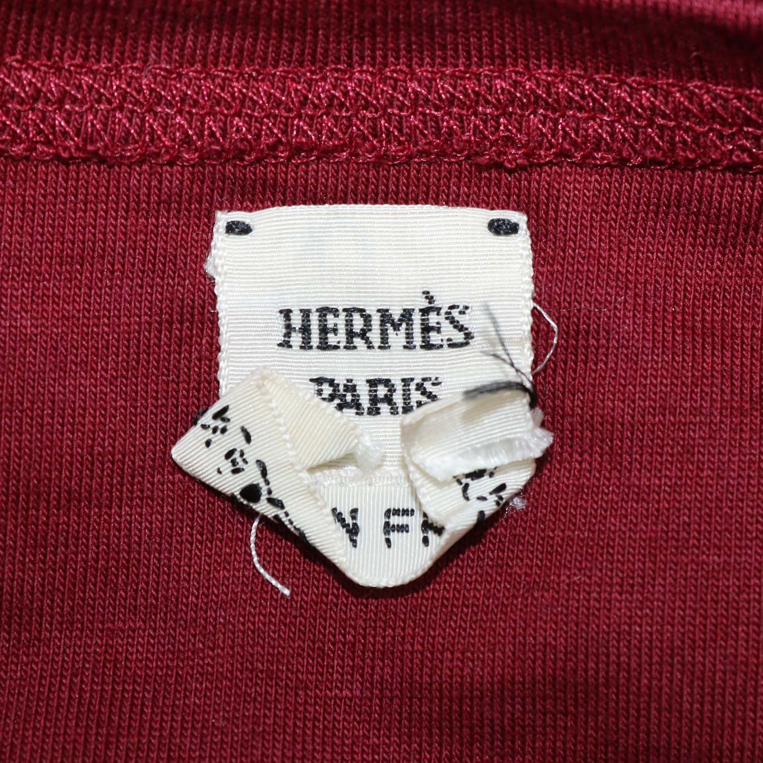 Hermes Maroon Cotton Embroidered Pocket T Shirt
