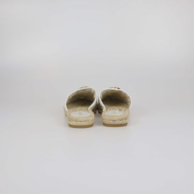 Gucci White Matelasse Leather GG Marmont Espadrille Mules