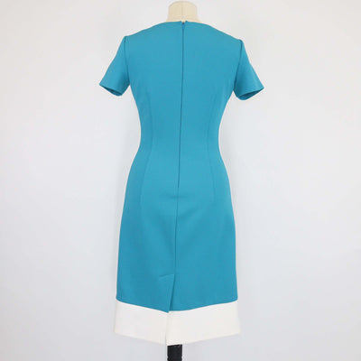 Prada Blue/White Blend Jersey V-Neck Sheath Dress