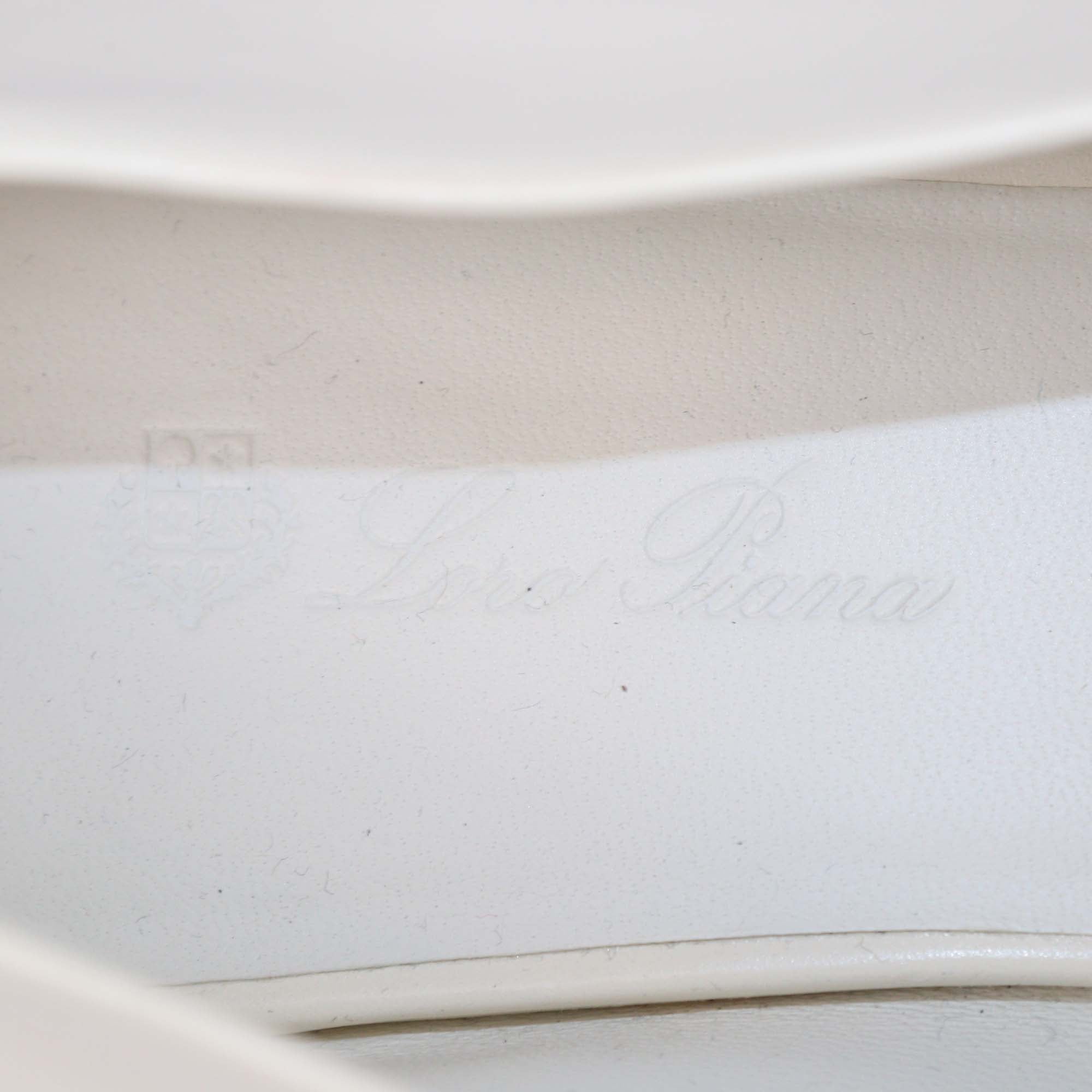 Loro Piana White Leather Rebecca Cap Toe Ballet Flats