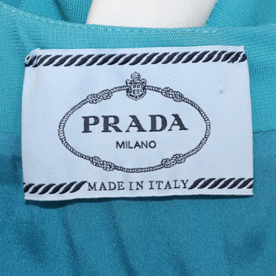 Prada Blue/White Blend Jersey V-Neck Sheath Dress