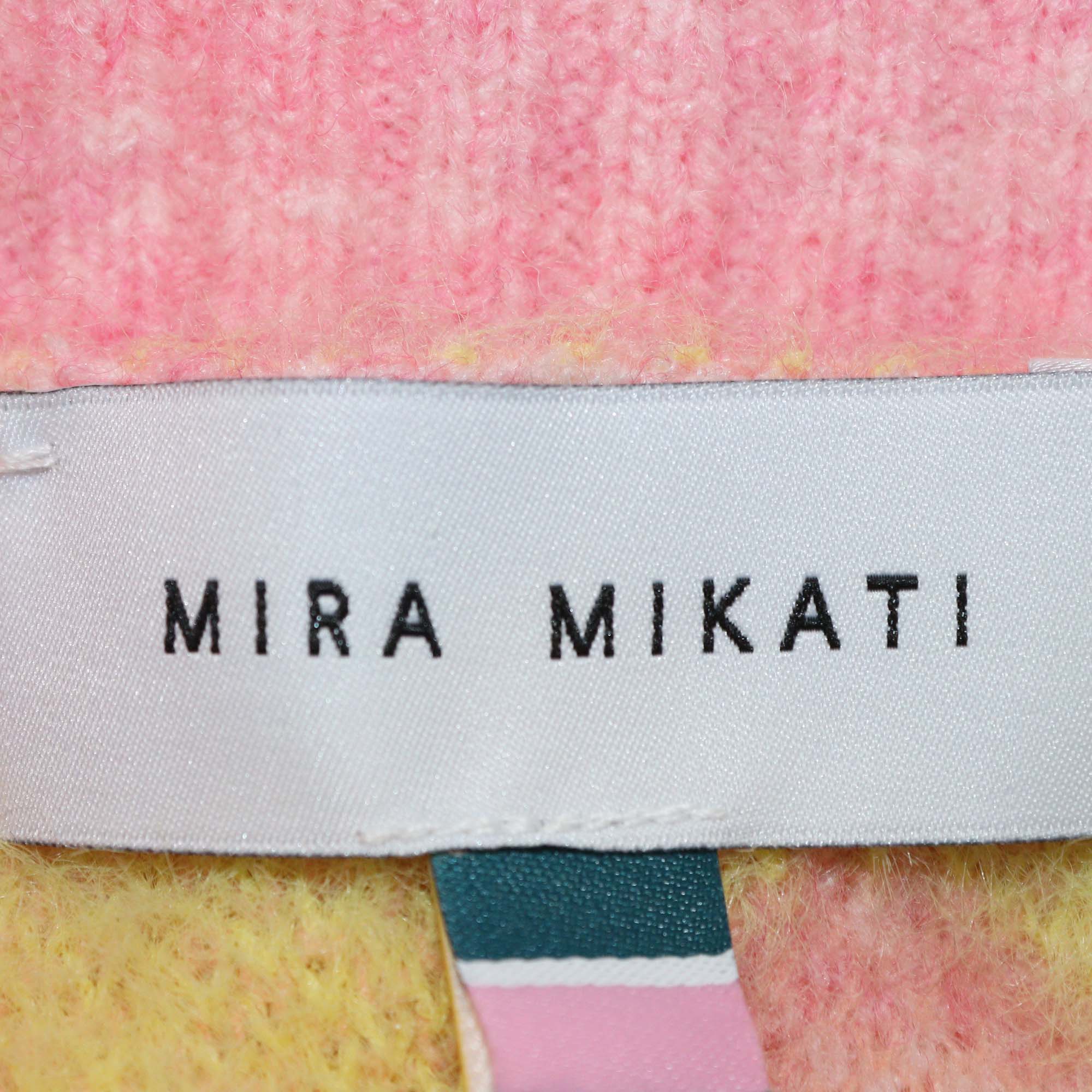 Mira Mikati Pink/Yellow Flower Intarsia Oversized Vest