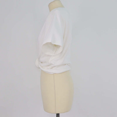 Magda Butrym White Cotton Knit Knot Crop T Shirt