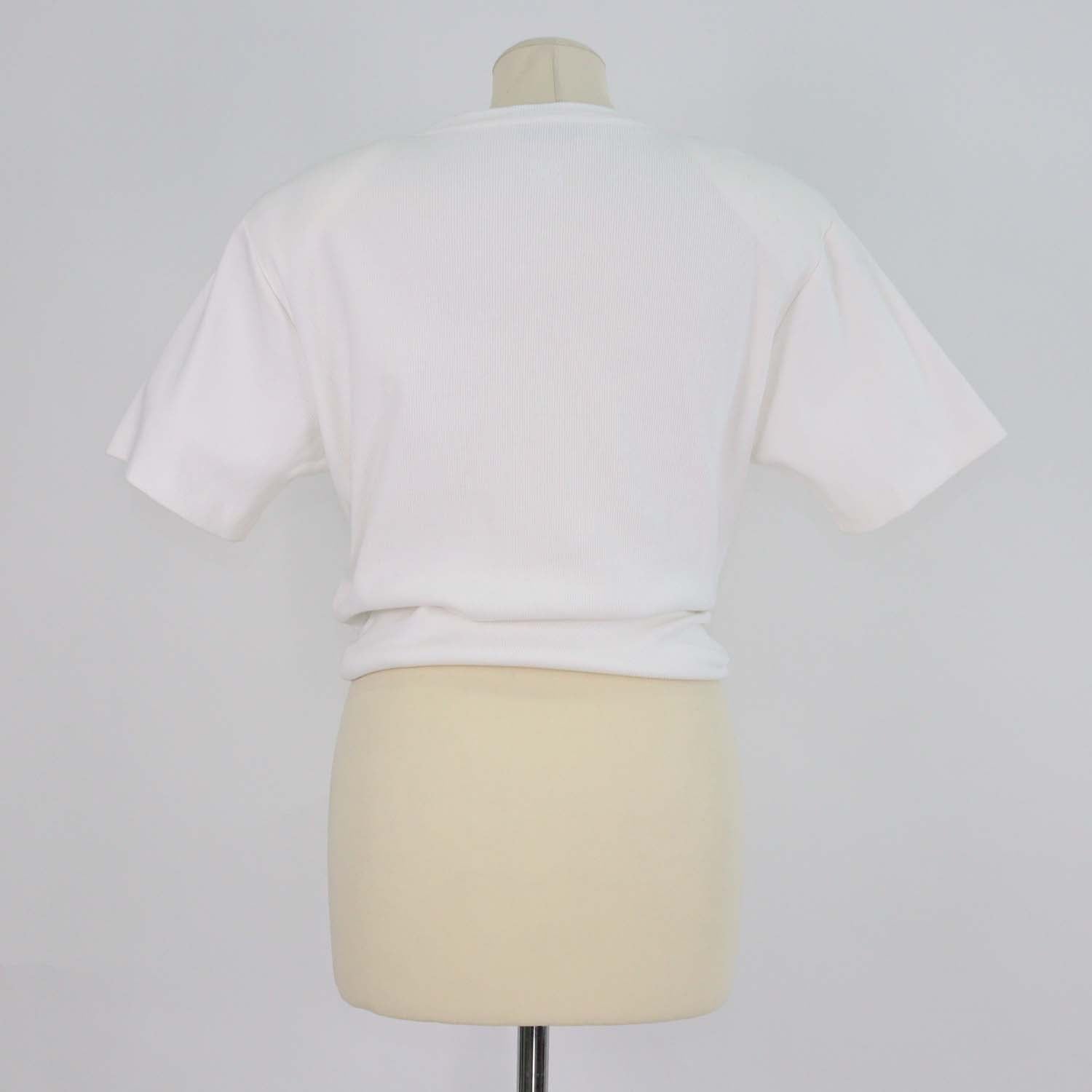 Magda Butrym White Cotton Knit Knot Crop T Shirt