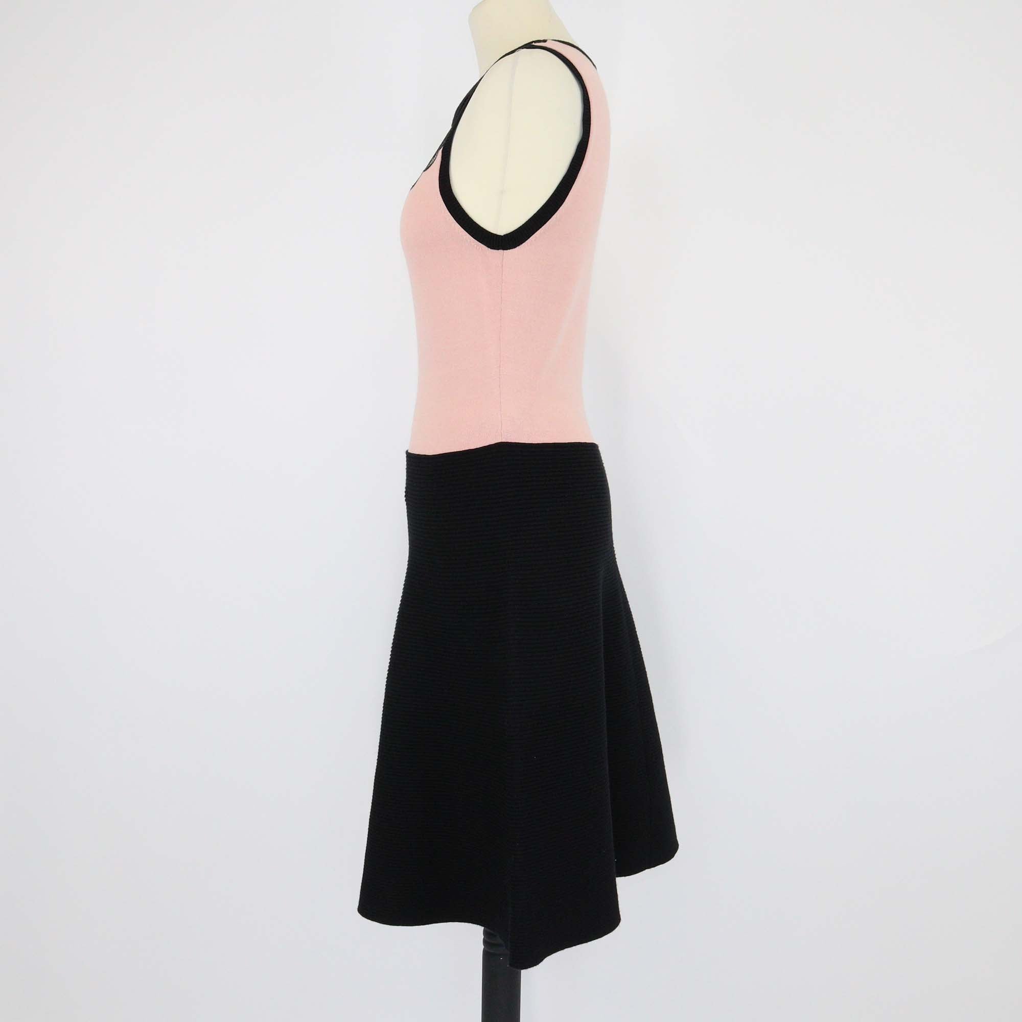 RED Valentino Pink/Black Viscose Knitted Lace Sleeveless Midi Dress