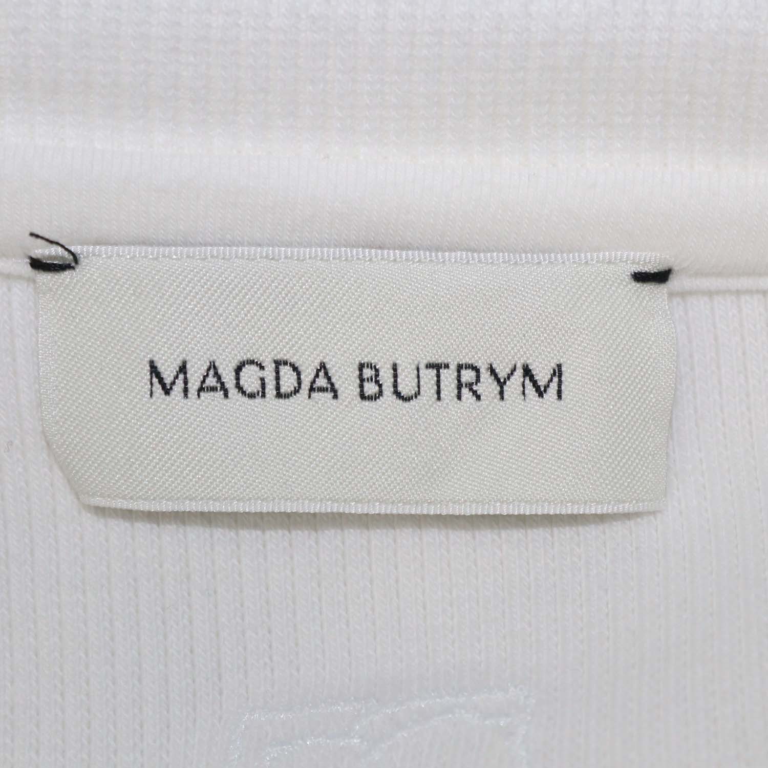 Magda Butrym White Cotton Knit Knot Crop T Shirt