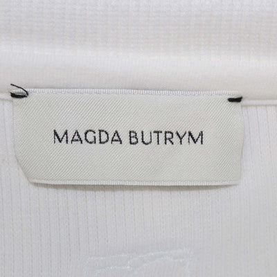 Magda Butrym White Cotton Knit Knot Crop T Shirt