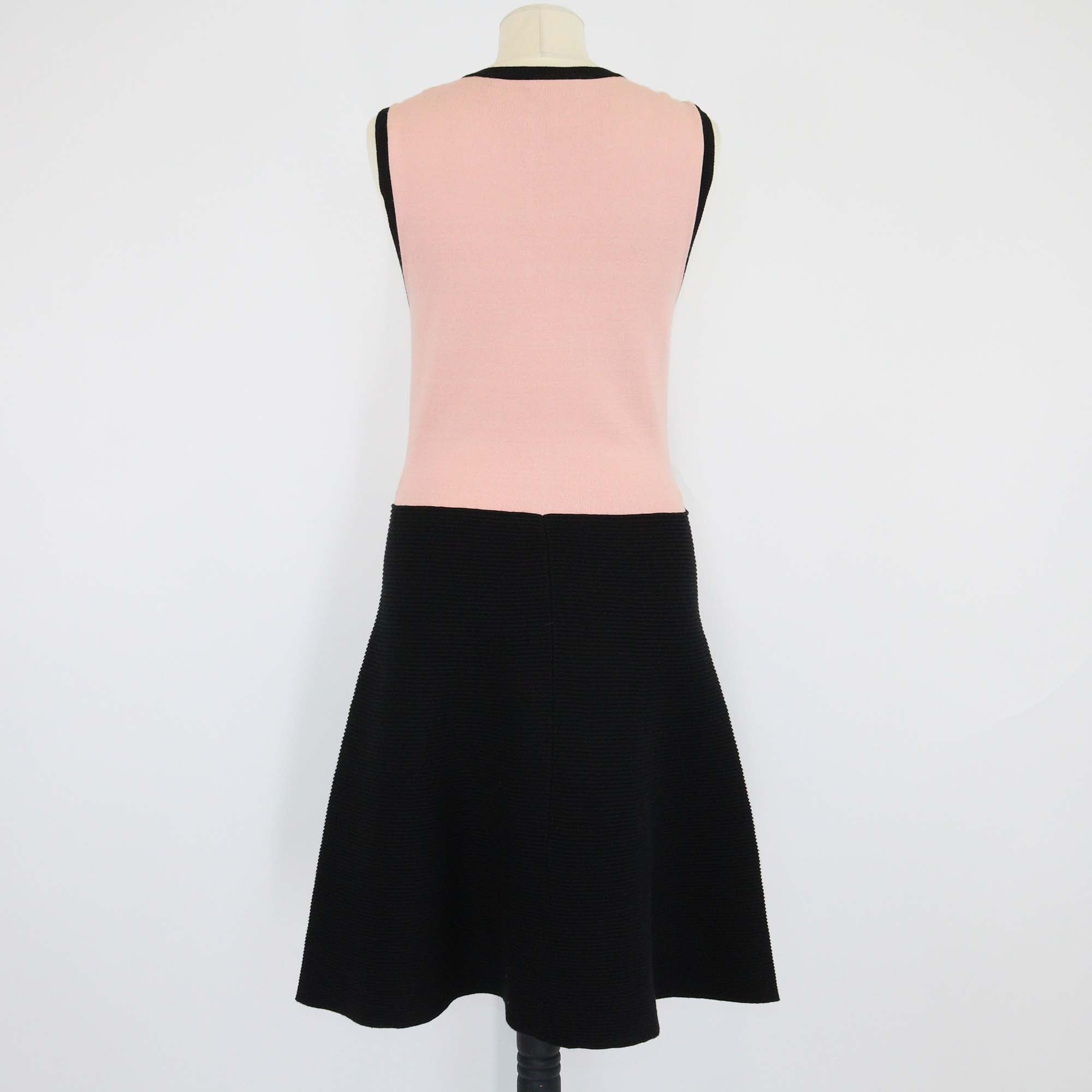 RED Valentino Pink/Black Viscose Knitted Lace Sleeveless Midi Dress