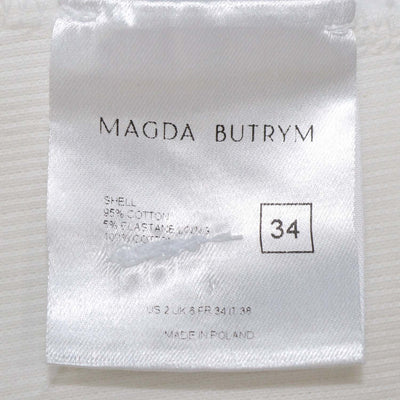 Magda Butrym White Cotton Knit Knot Crop T Shirt
