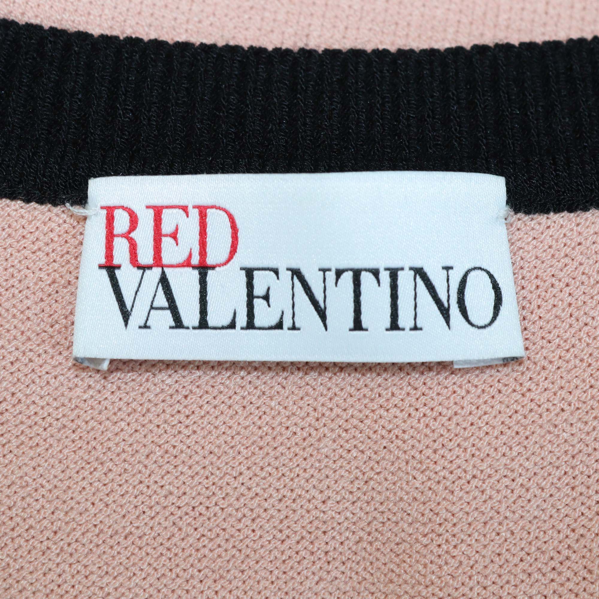 RED Valentino Pink/Black Viscose Knitted Lace Sleeveless Midi Dress