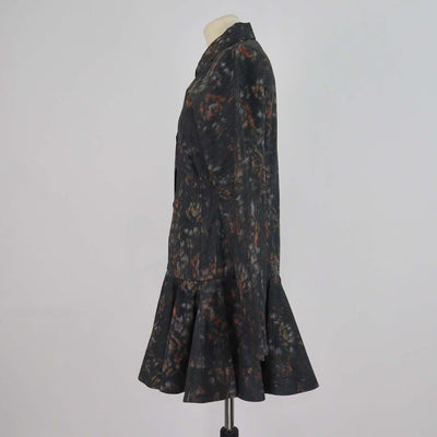 Ganni Black Cotton Floral Phantom Shirt Dress