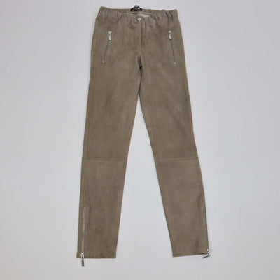 Arma Beige Suede Zip Detail Skinny Leg Pants