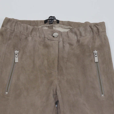 Arma Beige Suede Zip Detail Skinny Leg Pants