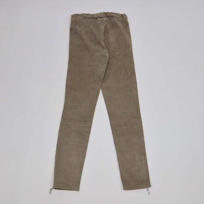 Arma Beige Suede Zip Detail Skinny Leg Pants