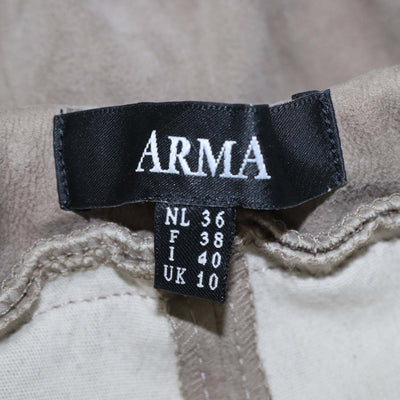 Arma Beige Suede Zip Detail Skinny Leg Pants